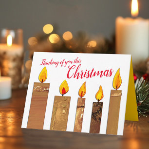 Carte Cinq bougies allumées de Noël en papier artisanal 