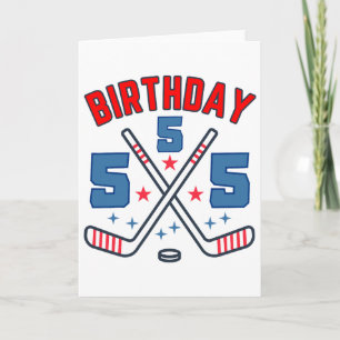 Carte Cinq Hockey sur glace Anniversaire Garçon 5e Fête