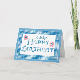 Carte cinquante-cinquième Anniversaire, motif bleu de