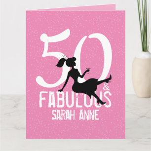 Carte Cinquante et fabuleux Glamour rose moderne Anniver