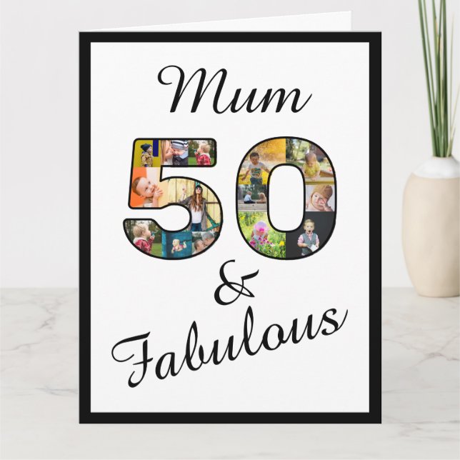 Carte Cinquante et fabuleux maman multi photo 50e annive (Devant)