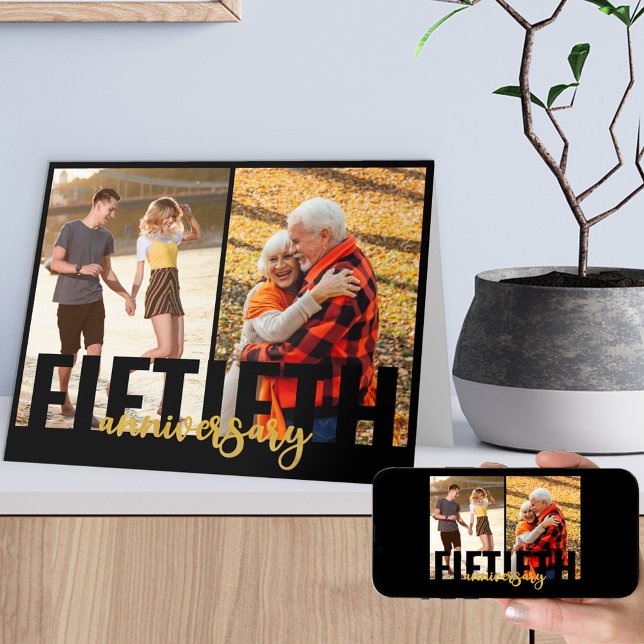 Carte Cinquantième anniversaire 2 Photo Mariage d'or (Créateur téléchargé)