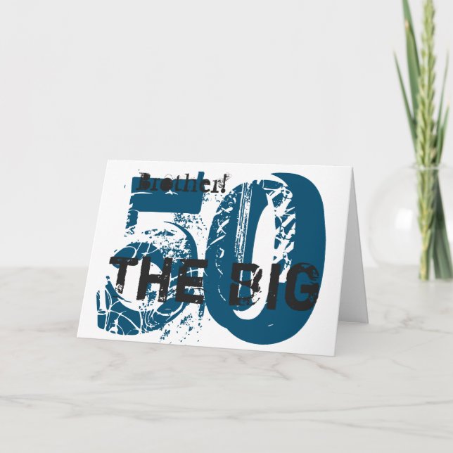 Carte cinquantième Anniversaire, frère, bleu, noir, (Devant)