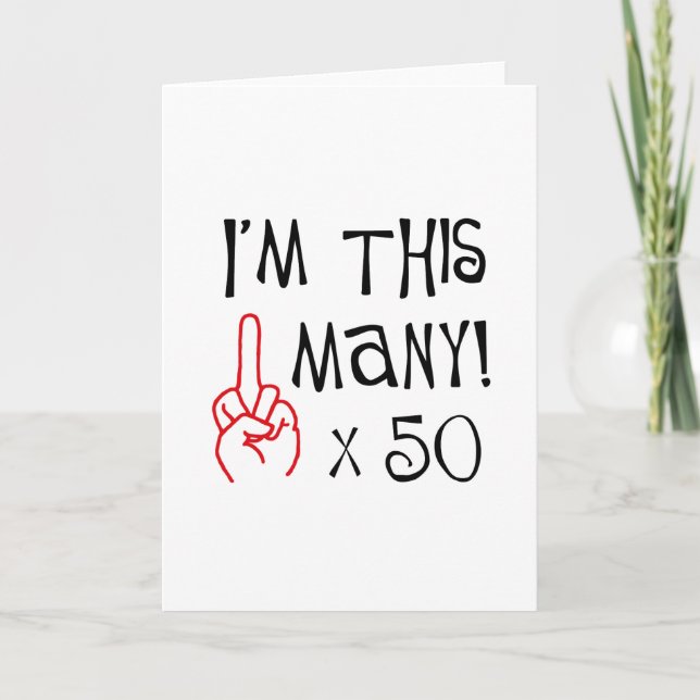 Carte cinquantième salut de doigt moyen d'anniversaire (Devant)