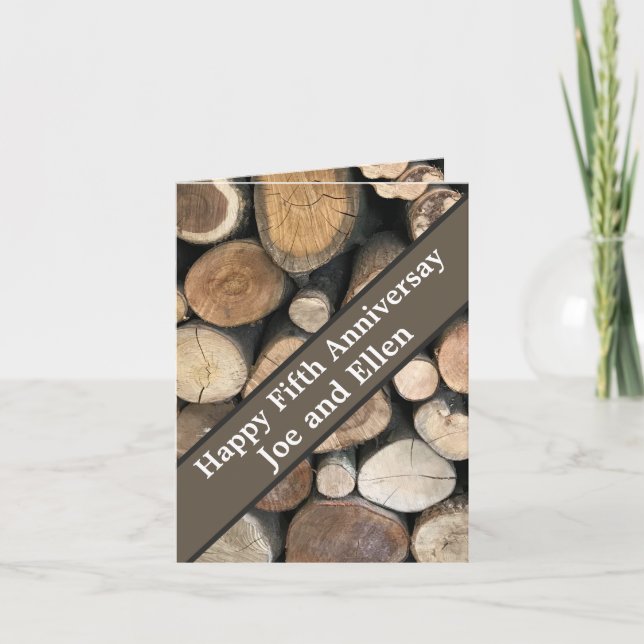 Carte Cinquième anniversaire Mariage modifiable (Devant)