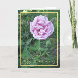 Carte Cinquième anniversaire Mariage souhaite Rose viole