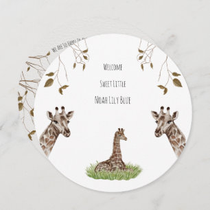 Carte (Circle) - Birth Announcement Giraffe