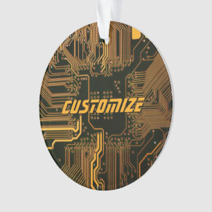 Carte circuit orange PCB personnalisée geek Out