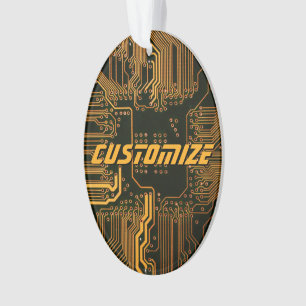 Carte circuit orange PCB personnalisée geek Out