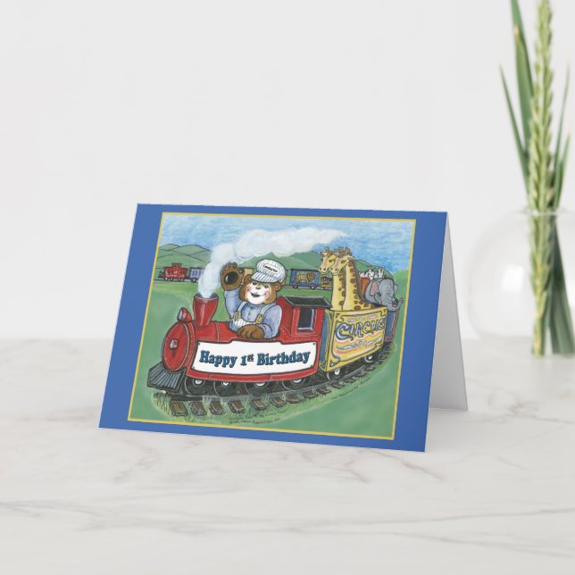 Carte Circus Train 1er Anniversaire (Devant)