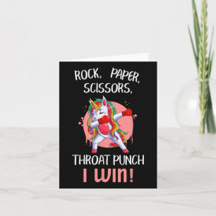 Carte Ciseaux de papier roche Throat Punch I Win Unicorn