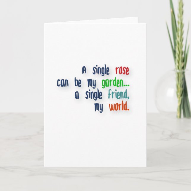 Carte Citation d'amitié - un rose simple peut être mon (Devant)