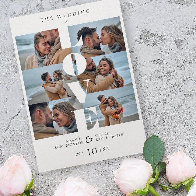 Carte Citation d'amour blanc tendance Collage Mariage 6  (Créateur téléchargé)