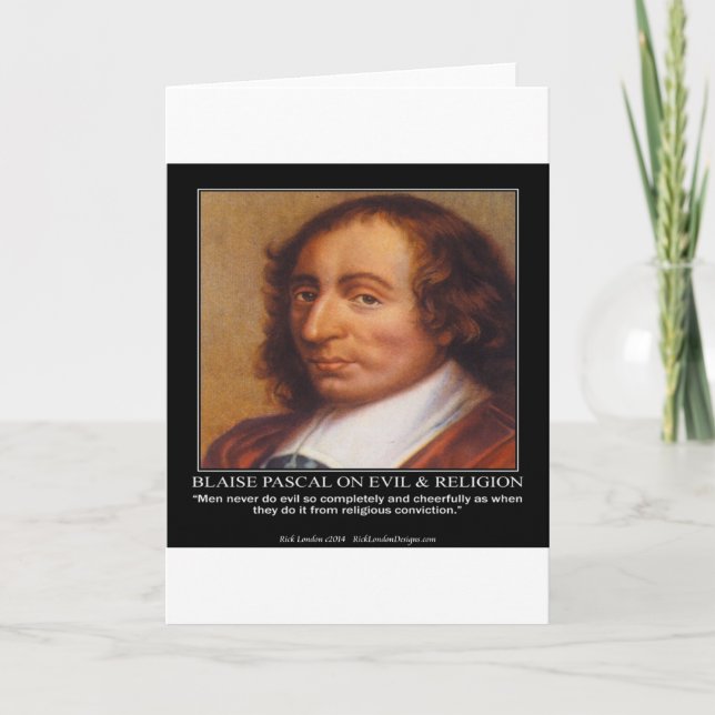 Carte Citation de Blaise Pascal sur le Mal Religieux (Devant)