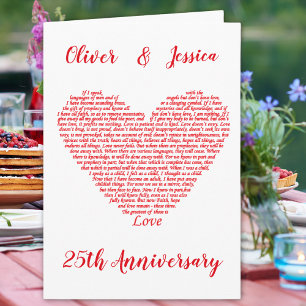 Carte Citation de la Bible du 25e anniversaire 1 Corinth