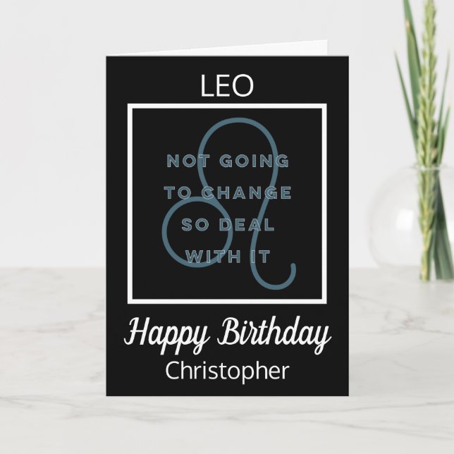 Carte Citation de Leo Zodiac Fun en Noir et Blanc Annive (Devant)