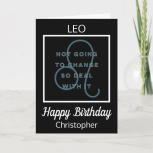 Carte Citation de Leo Zodiac Fun en Noir et Blanc Annive