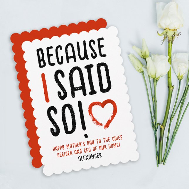 Carte Citation de maman drôle Amour Typographie Rouge Bl (Créateur téléchargé)