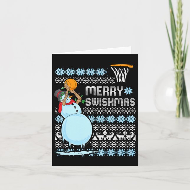 Carte Citation de Noël de basket-ball amusante Joyeux Sw (Devant)