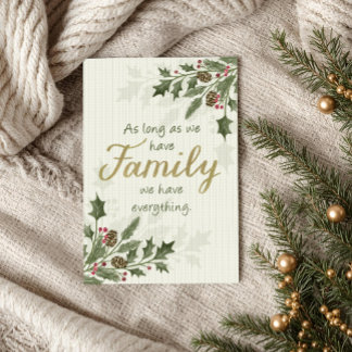 Carte Citation de Noël pour la famille avec feuillage de