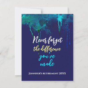 Carte Citation de retraite N'oubliez jamais l'aquarelle 