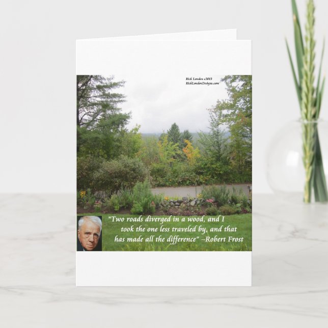 Carte Citation de Robert Frost Wisdom "Road Less Travell (Devant)