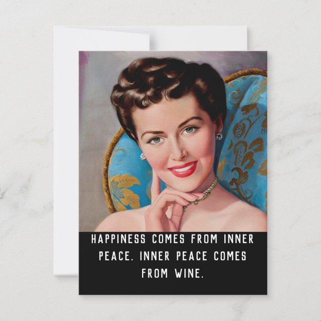 Carte Citation de vin amusant Rétro Homemaker Appartemen (Devant)
