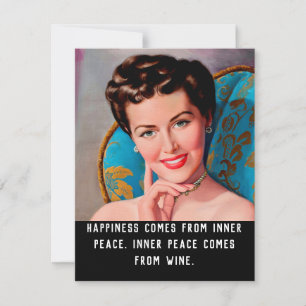 Carte Citation de vin amusant Rétro Homemaker Appartemen