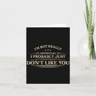 Carte Citation drôle et sarcastique Humour d'introverti 
