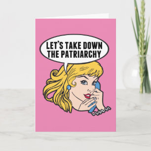 Carte Citation drôle rétro d'art pop féministe anti-patr