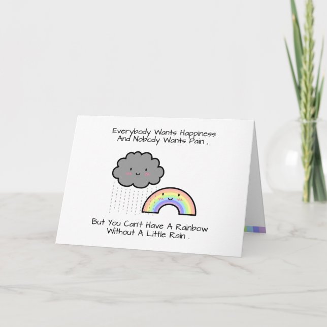 Carte Citation du bonheur nuageux de pluies arc-en-ciel  (Devant)