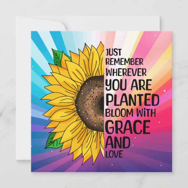 Carte Citation et tournesol tiré à la main (Devant)