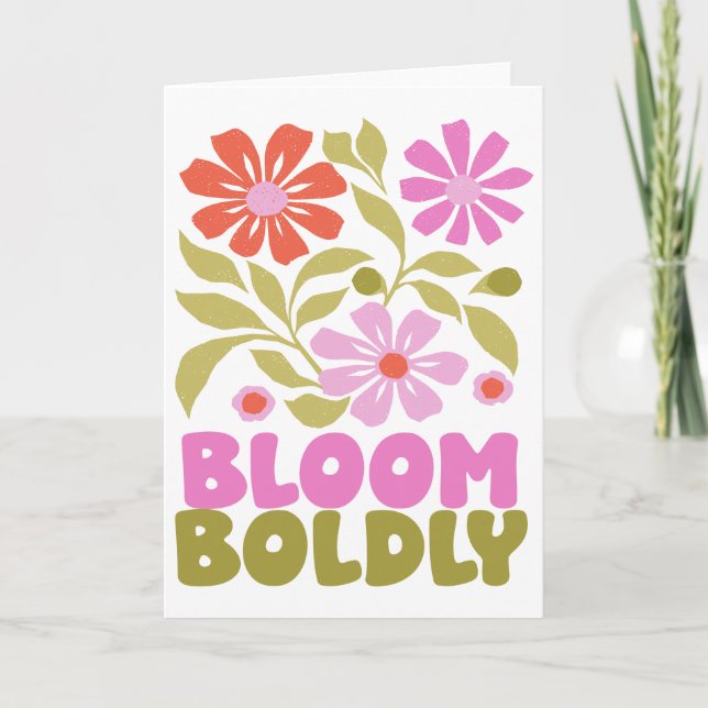 Carte Citation Florale Inspirationnelle Retro Boho Blanc (Devant)
