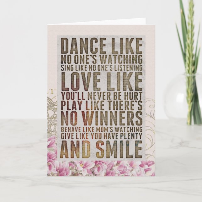 Carte Citation Inspirante Danse Comme Si Personne Ne Reg (Devant)