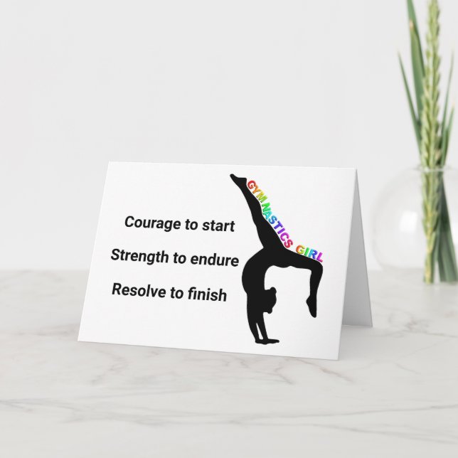 Carte Citation Inspirationnelle de fille de gymnastique (Devant)