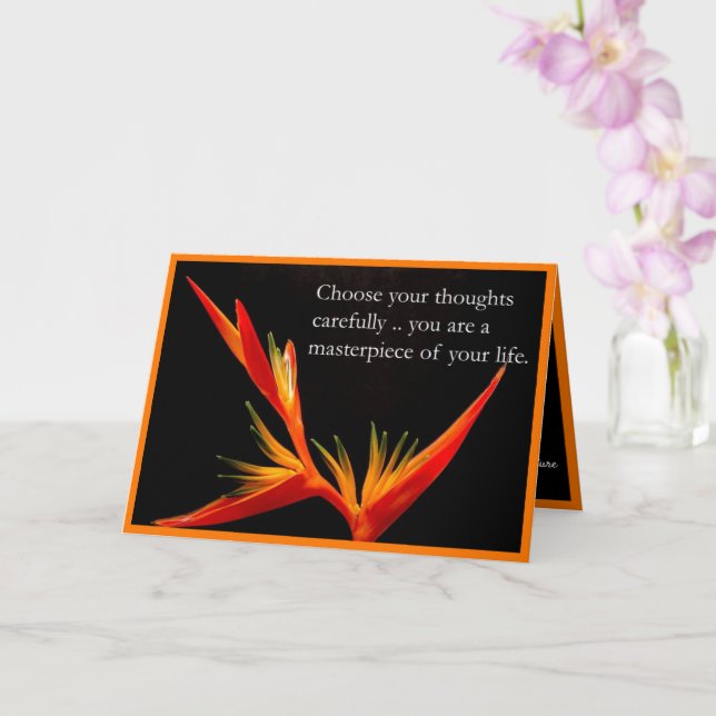 Carte Citation Inspirationnelle Oiseau du Paradis Élégan (Orchidée)