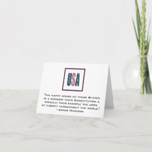Carte Citation patriotique Notecard. de James Madison