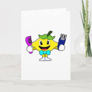 Carte Citron en coiffeur avec peigne et rasoir