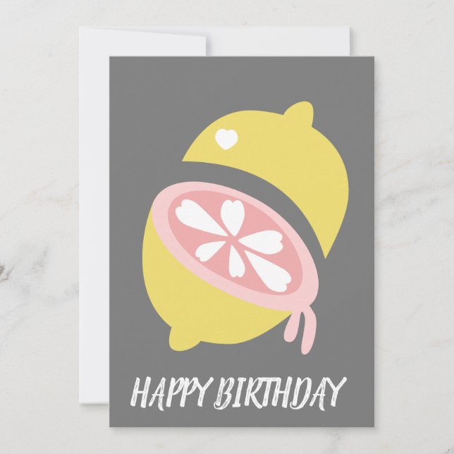 Carte Citron séchant rose jaune Anniversaire (Devant)