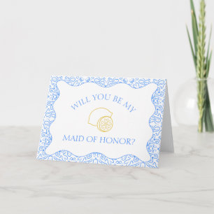 Carte Citrons Carreaux bleus Italien Maid of Honor Propo