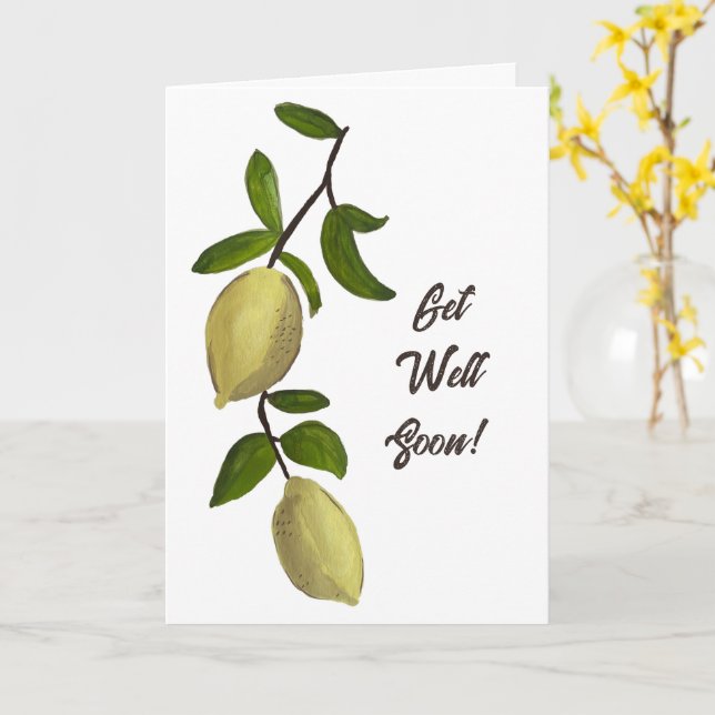 Carte Citrons Peints Remettez-Vous Vite (Fleur jaune)