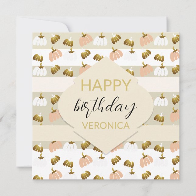 Carte Citrouille artistique moderne Golden Blush Rose (Devant)