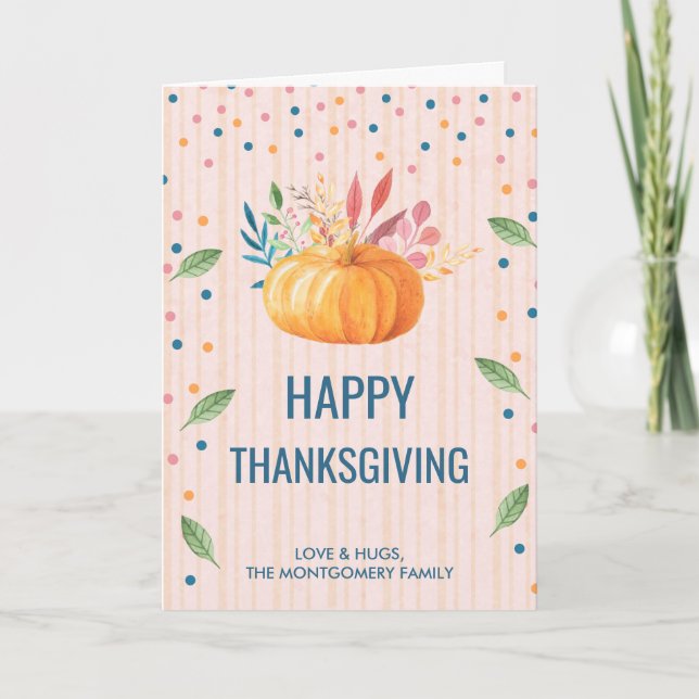 Carte Citrouille bon thanksgiving Orange (Devant)