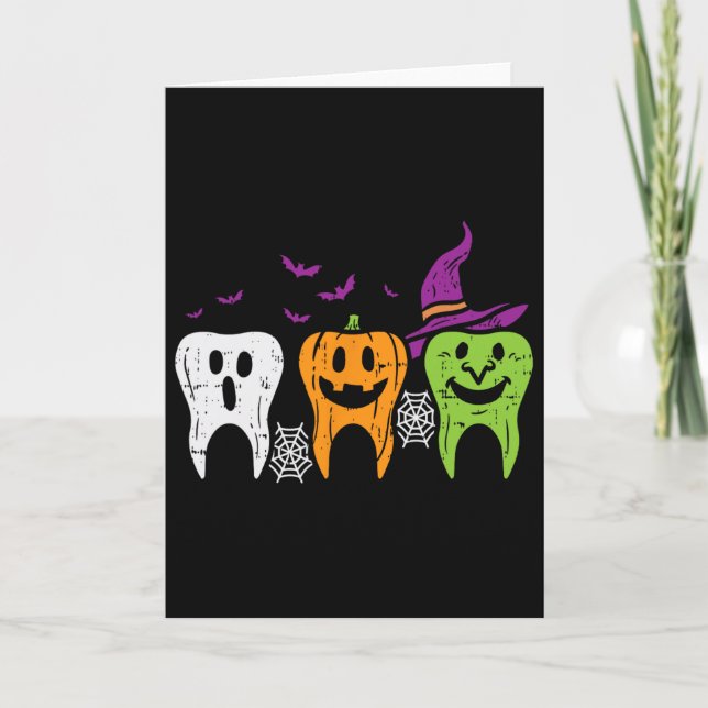 Carte Citrouille de fantôme de dents Sorcière Mignonne D (Devant)
