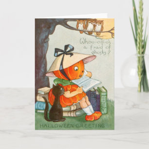 Carte Citrouille de Jack-o'-lantern de chat noir de