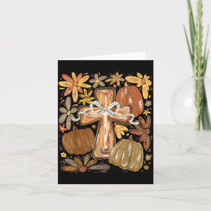 Carte Citrouille de Thanksgiving chrétienne à noeud coqu