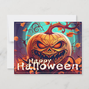 Carte Citrouille d'Halloween à branche torsadée ornée
