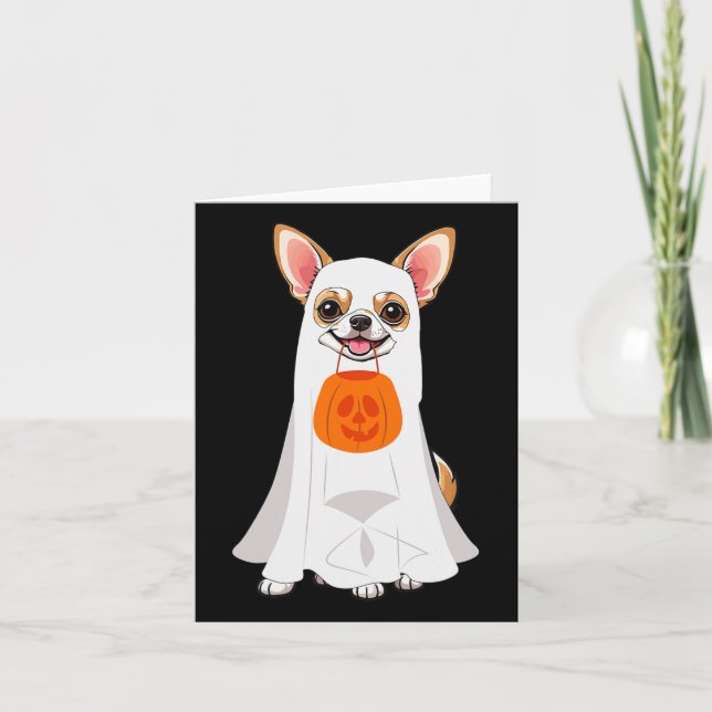 Carte Citrouille du Chihuahua Ghost Halloween Fall Amour (Devant)