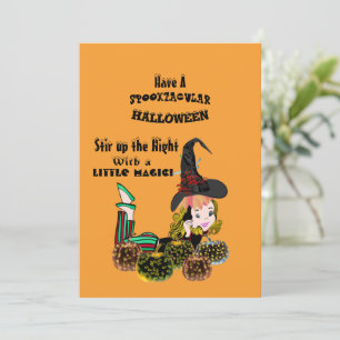 Carte Citrouille Éffrayante Halloween Sorcière fil