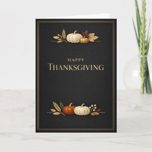 Carte Citrouille élégante noire et dorée de Thanksgiving